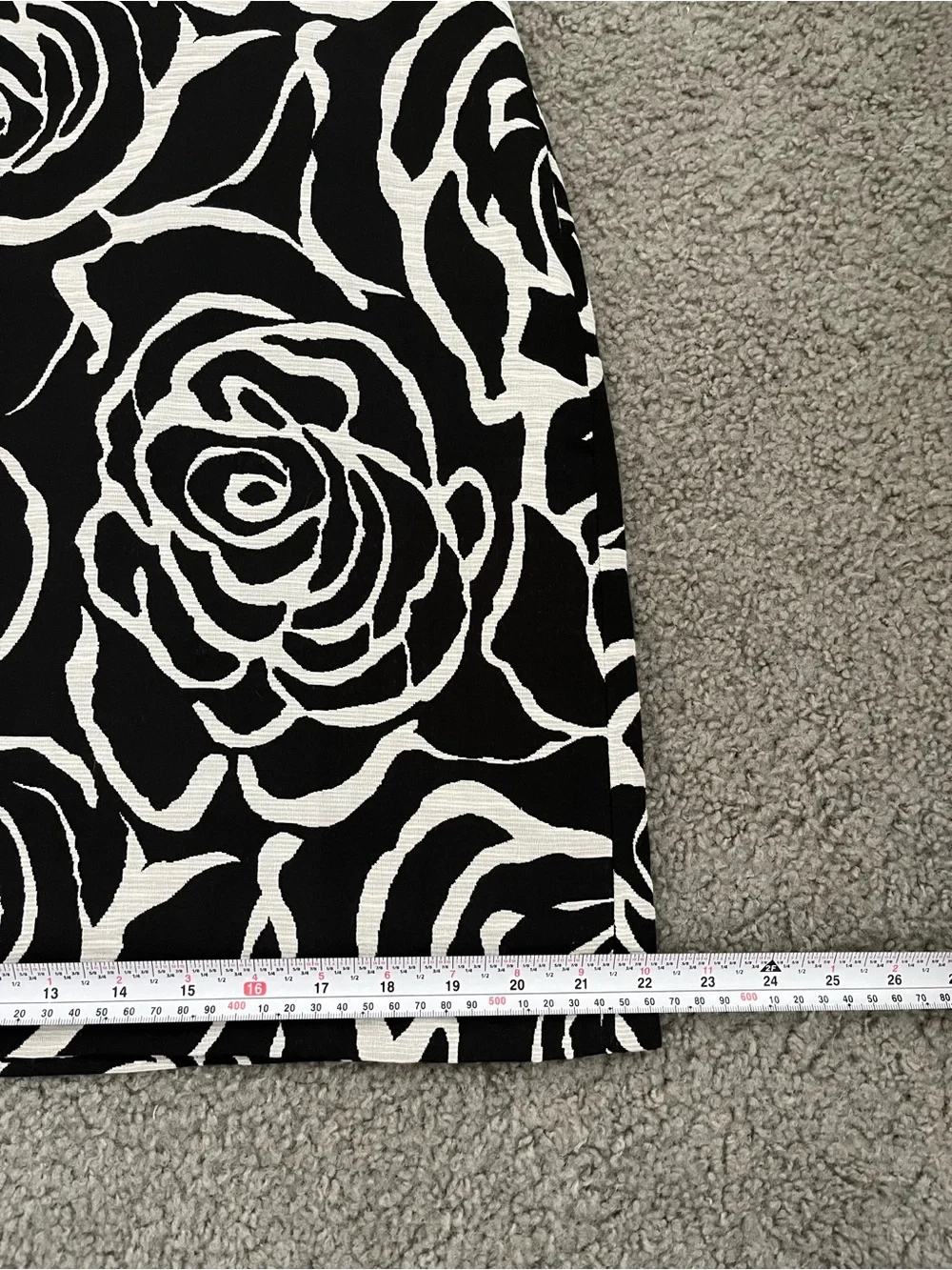 Ann Taylor Black and White Rose-Print Skirt